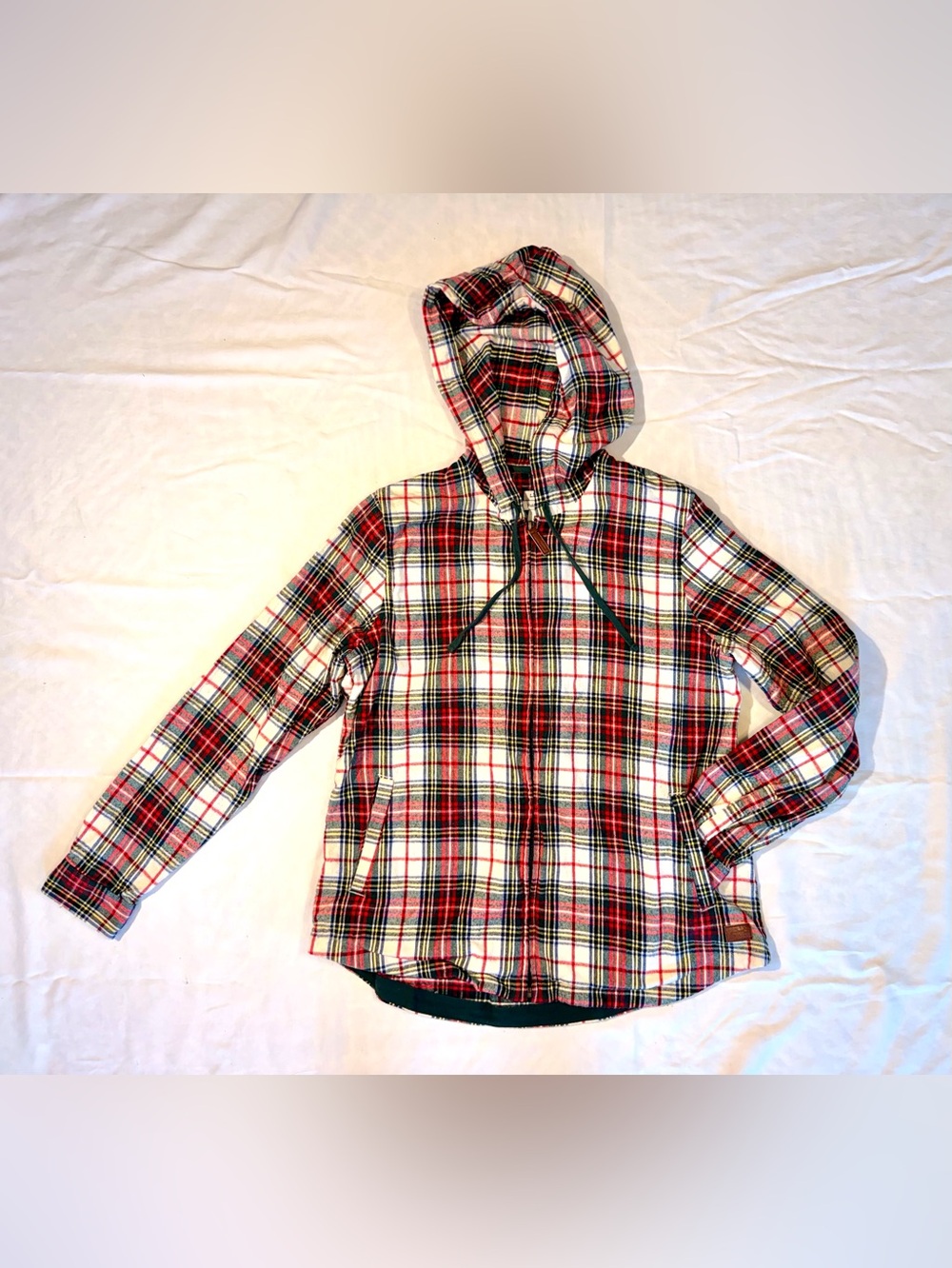 L.L. BEAN Tartan Plaid Flannel Shirt Zipped Hoodie